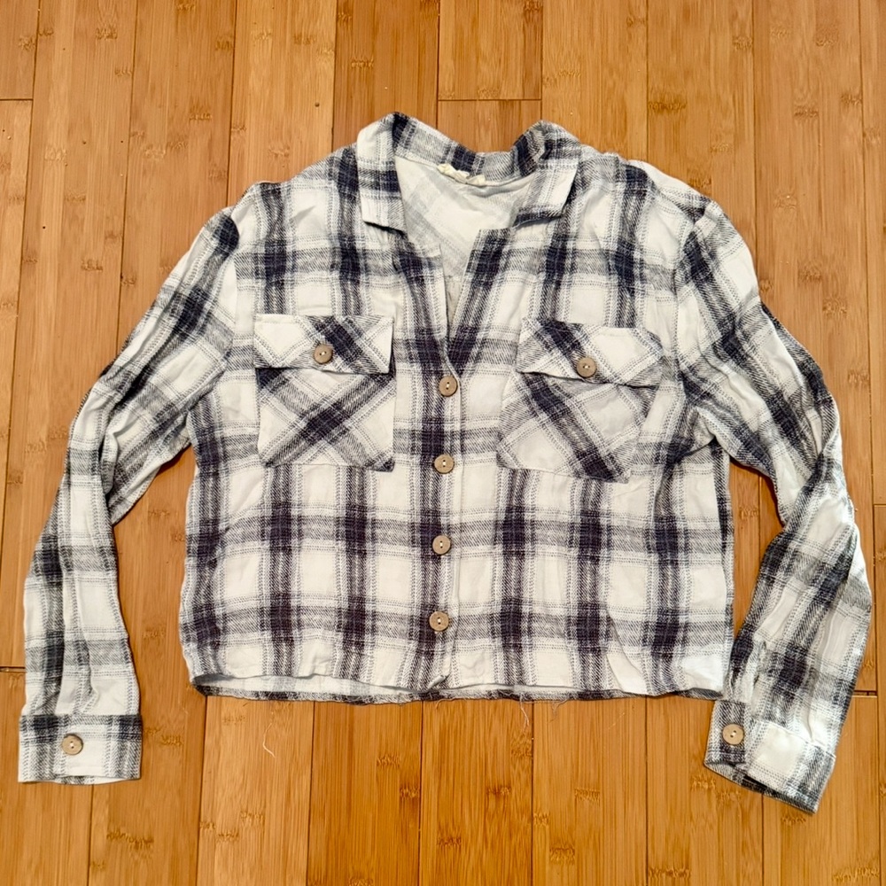 Promesa Black & White Plaid Cropped Top SZ Small